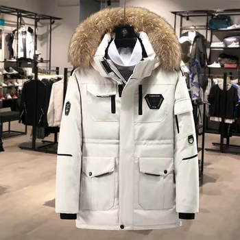 Утолщенная zimska jakna muška bijela Patka dolje jaknu parka muški krzna ovratnik toplo parka hombre -30 stupnjeva nosi snijeg kaput veličine S-3XL