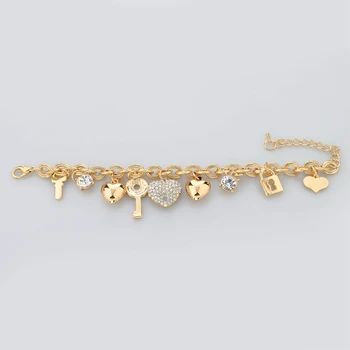 Amour nouveauté bijoux coeur bracelets porte-bonheur & bracelets couleur or bracelets pour femme Pulseras Bracelet SBR140221GD