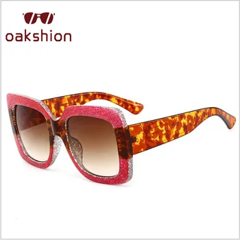 Oakshion žene stare ogroman okvir kvadratni sunčane naočale modni brand dizajner gorski kristal Bling sunčane naočale nijanse Oculos desol