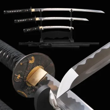 Suptilna Ukras Japanski Samuraj Mačevi Kit 1060 Nož Od Ugljičnog Čelika Katana & Wakizashi & Tanto Full Tang Oštre Noževe
