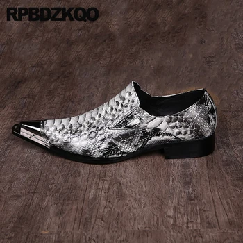 46 Plus Size Bijela Aligator Piton Koža Gospodo Modeliranje Cipele S Metalnim Savjete Stranka Zmija Koža Oštrim Čarapa Zmija Koža Krokodila