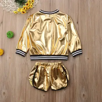 2-6Years moda 2 komada dijete djevojke zlatna jakna+hlače odjeću komplet odjeće dječji dob 1-6Y