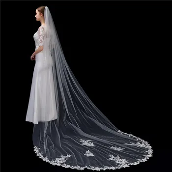 Svadbeni veo 2020 novi Гриффон elegantan svadbeni veo s češljem luksuzne čipke jedan sloj oblog katedrala veo