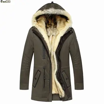 Boollili jakna od krzna kaput muškarci zimska jakna 2020. prirodni vukova krzno brod topla odjeća duge muške jakne parkovi