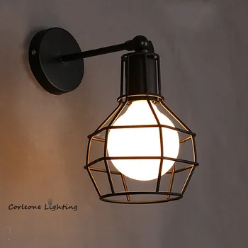 Klasicni zidni svijećnjak Vintage Industrial Iron Wall Art Light noćni lampe dnevni boravak zid lampa E27 LED unutarnji zidne lampe