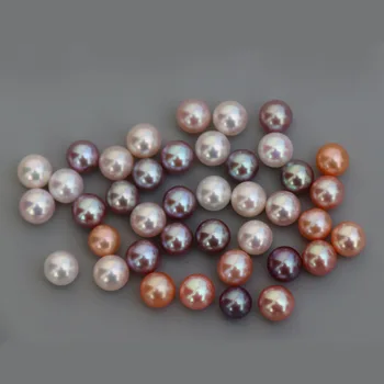 1pcs/6-9mm,AAAA Nature Real freshwater pearls round loose beads for DIY Jewelry,Half Drilled nature pink white purple pearls