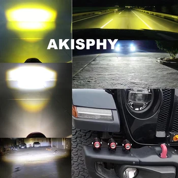 AKISPHY LED Light Car Motorcycle Headlight High Low Yellow Double White Color 20W maglenka Spot Work Truck Brod ATV UTV 12V 24V
