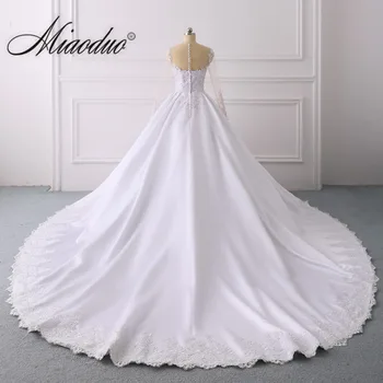 Vjenčanica 2020 loptu haljina Svadben haljina za žene s dugim rukavima sexy sexy o neck, bijela mrlja Vestidos De noiva