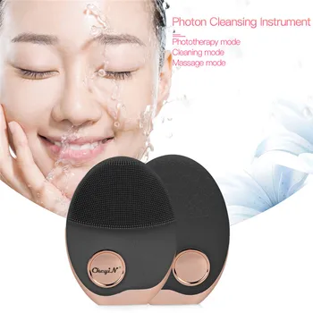 USB-četka za čišćenje lica zvučna vibracija je snažan čistač za lice Crnoglavih silikonska četka za pranje lica s terapijom led svjetlo