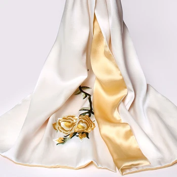 16MU čist svileni šal za vezenje pravi svila saten šalove 2020, Marame i oblozi za žene cvjetni prirodni svileni šal
