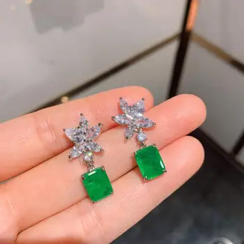 Funmode elegantan cvijet oblik zelena privjesak naušnice za žene vjenčanje bakar, vještački dijamant naušnica FE119
