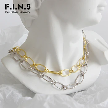 F. I. N. S klasični S925 sterling srebro zlato srebro lanca ogrlice za žene 925 srebro ogrlice ogrlice likovnih nakit
