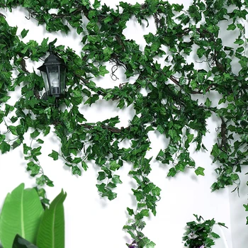 5 kom./lot 230 cm zelena lista umjetno lišće bršljana гирлянда biljka vinova loza DIY Svila grožđe za kućnu svadbena dekoracija vrta stranke dekor