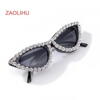 ZAOLIHU Vintage Cat Eye dizajner ženske sunčane naočale Diamond Female Okular crna boja Gafas de sol Shine sunčane naočale UV400