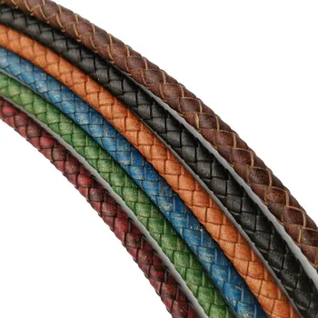 Aaazee 1 yard 6 mm, pleteni kožni remen tkani građen kožni Боло kravate kabel za izradu narukvice problem boja