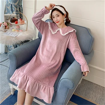 Zima toplo spavaćica žene razonodu coral soft zgodan korejski stil, Noćne košulje, pidžame 2020 Nova kućna odjeća Ženska