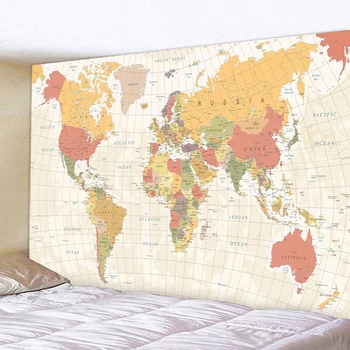 Klasicni karta svijeta zidna tapiserija spavanje mat zidne tapiserije umjetnost cijele ručnik za plažu deka dekor 230x180 tapiserija