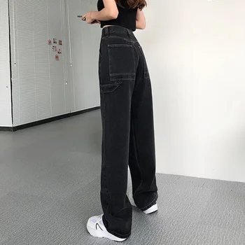 2021 nove traperice za žene straga slobodan visokim Strukom mom veliki veličina ravne hlače duge široke ženske traperice vanjska odjeća