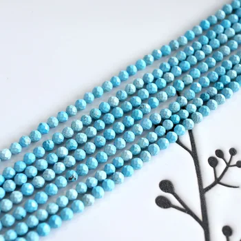 15'/38 cm Veleprodaja, kamen plavi tirkiz izbrušena 3mm4mm sitne perle za nakit DIY za žene