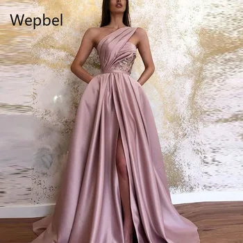 WEPBEL Seksi Split Women Dress One Shoulder High Waist Party Dress Solid Color bez naramenica Big Swing Evening Long Maxi Dress