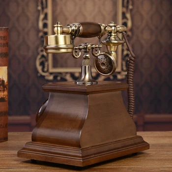 Klasicni gumb set žični telefon kućni ured ukrasne fiksni telefon s id pozivatelja, brzo biranje, s pozadinskim osvjetljenjem, drveni telefon