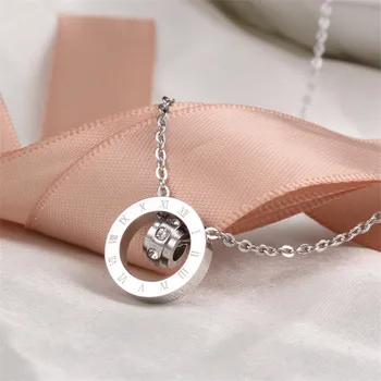 Martick Europe Brand Gold-color Crystal privjesak ogrlica karika lanca okrugli double loop rimske brojke ženski nakit G4