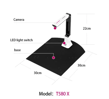 Nova verzija skener T580X Book & Document Camera CimFAX, 5 mega piksela, veličina hvatanje A4, englesko softver za office, učenje