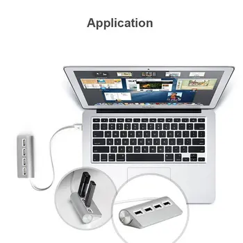 High Speed Mini 4 Port Blue LED Light USB Hub Splitter Aluminium Power for Apple Mac Macbook laptop desktop PC računalo