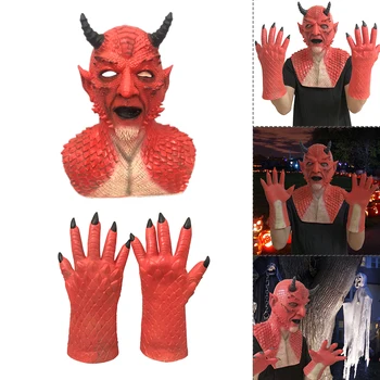 Halloween Diablo Maska Siguran, ne-toksičan strašno demoni Белиал lateks kaciga maska s maskom demon rukavice kreativni solidne podvala Maska
