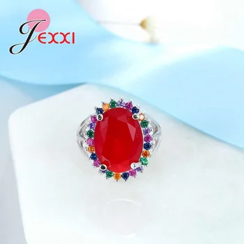 Starinski stil luksuzni brand Veliki Crveni Kamen nakit srebra 925 prst prsten stranke dekoracije najbolji prijatelj prsten