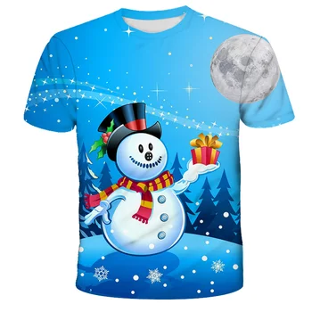 Crtići majica Božić majica djeca animacija 3D ispis smiješne majice stranka Božić sretan dječje odjeće Snjegović vrhovima