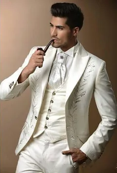Šivani po mjeri 3 komada смокингов mladenka vjenčanje odijela za muškarce mladoženja mladoženje tuxedos gospodo svadbene nošnje (jakna+hlače+prsluk+kravata)terno