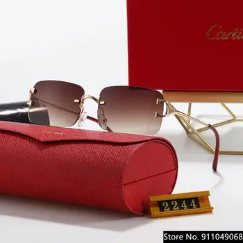 Cartier luksuzni naočale Muškarci Žene retro dizajn sunčane naočale u boji leće ovalni rimless brand AH23