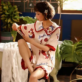 Novo Osnovna Odjeća Sleep Set Crtani Ženska Pidžama Odijelo Intimno Rublje 2021 Ljeto Novi Pamučna Pidžama Pidžama Pidžama