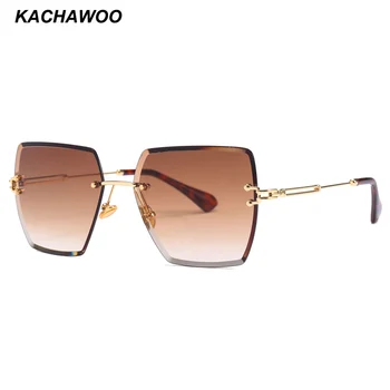 Kachawoo ženske sunčane naočale rimless ženske metalne gradijent ispunjava leće smeđe crni kvadrat sunčane naočale ženske pribor ljeta 2018