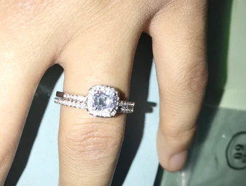 ЯНЬХУЭЙ srebro 925 prsten skup cijele kubni cirkonij 2 u 1 vjenčano prstenje set za žene Stackable prsten srebro 925 nakit RA0812