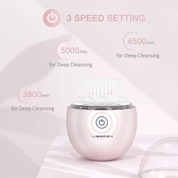 Liberex Egg Oscillation Lica Cleansing Brush Powered Face Cleaning Devices 3 zamjenjive glave četkice IPX7 3 režim za njegu kože