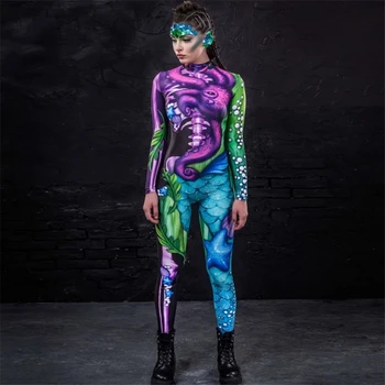 Novi Halloween kostime za žene kostur kombinezon 3D ispis zastrašujuće karneval performanse stranke hulahopke kombinezon neobične odjeće