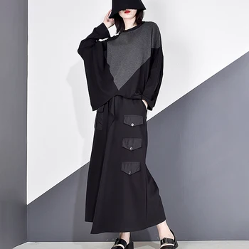 XITAO šarenilo džep hlače žene ulični stil 2020 jesen trend modni novi elastičan pojas izravan gležanj dužina GCC3978