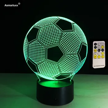 3D iluzija nogomet daljinski ili na dodir LED, stol Night Light 7 Boji osjetljiv na dodir lampe djeca obiteljski odmor Božićni poklon