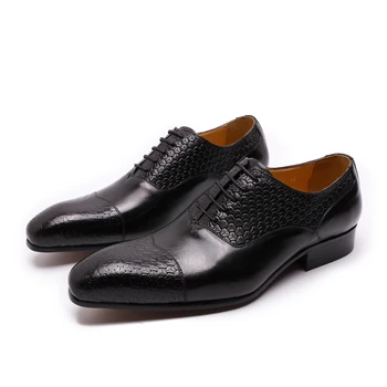Veliki veličina muškarci haljina cipele od prave kože formalni posao luksuzne pozivnice za muške cipele čipke, smeđa i crna oxford cipele za muškarce