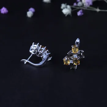 GEM s BALLET veličanstveni prirodni dimi kvarc citrin naušnice, prsten skup likovnih nakit 925 sterling srebra nakit kompleti za žene