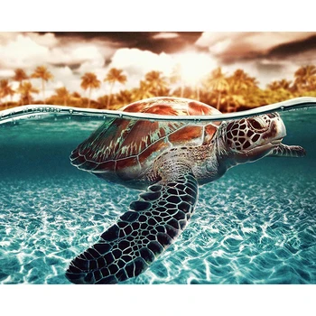 Slikanje po brojevima DIY Dropshipping 40x50 50x65cm ronjenje kornjača morskih životinja platnu vjenčanje ukras i umjetnička slika poklon