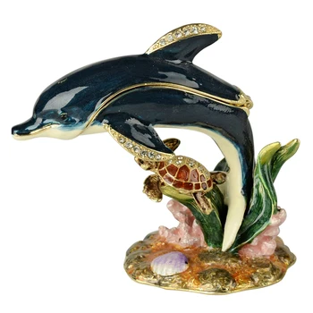 Delfin nakit kutija metalna kutija za nakit okretna kutija za pamćenje morske obrt
