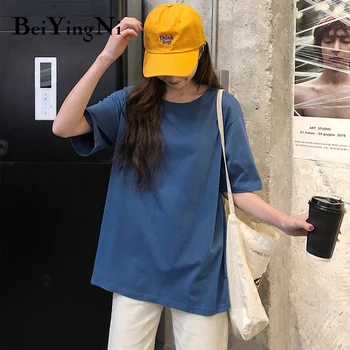 Beiyingni prevelike Ženske majice Harajuku Običan Casual kratki rukav O izrez t-shirt Ženska korejski 2021 ljeto BF Tee Top M-4XL