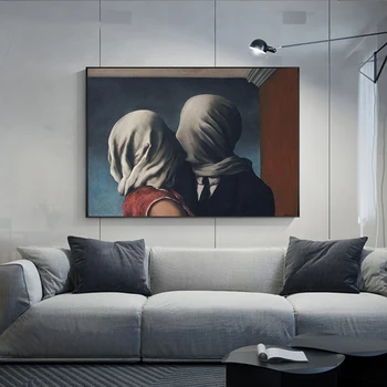 Ljubavnik platnu art poster Rene Magritte platnu slike na zidu umjetničkih plakata i nadrealnih ispise za dom dekor zidova