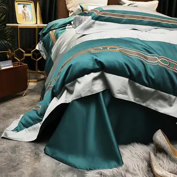 45 Novi 4kom egipatski pamuk deka postavlja Kralj Kraljica veličine posteljinu jastučnice luksuzna vez veo posteljina