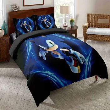 3D animacija Sonic tiskanih posteljinu crtani deka skup dječje darove deka setovi kućni tekstil tekstil krevet skup Queen Size