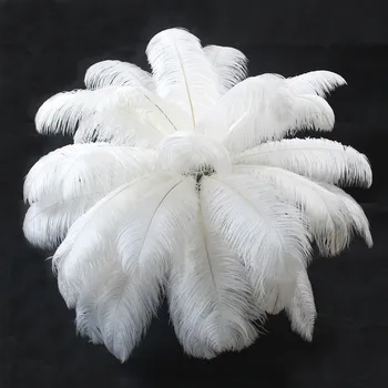 Odlična prodaja na Veliko 10 kom. bijela 55-60 cm / 22-24 centimetara noj perje petlja umjetnička posuđe pravljenje ukrasa