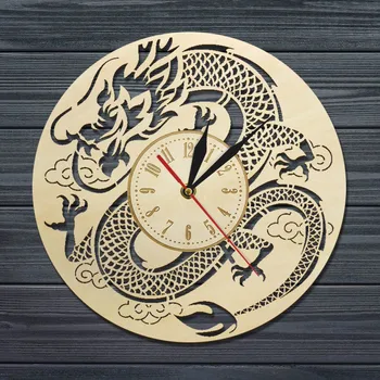 Zmaj seljački umjetnost zidni satovi jedini takve vrste lasersko rezanje drvenih satova glavni kuhinja dnevni boravak zid umjetnost Zmaj ljubavnik kineski sat